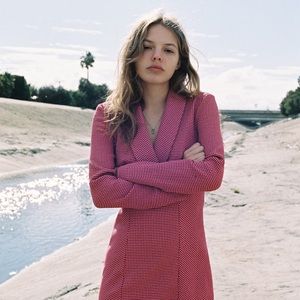 nwt zara collared houndstooth dress sz xs